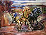 Edvard Munch Canvas Paintings - Spring Plowing